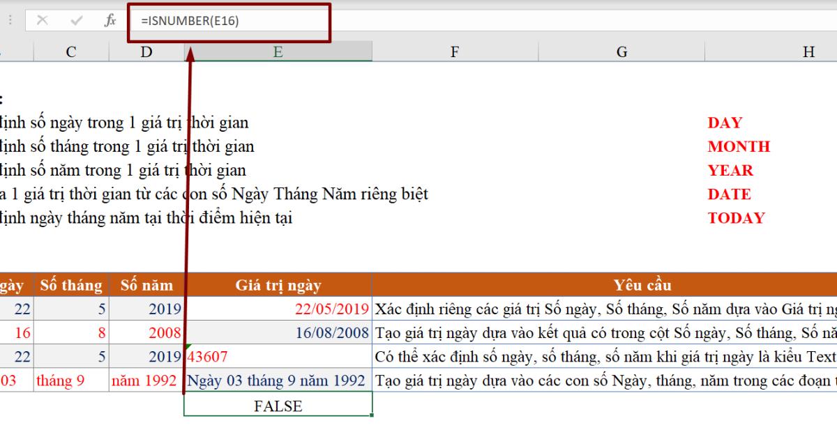 Hàm với dữ liệu Date - Time: Hàm với định dạng ngày tháng trong Excel