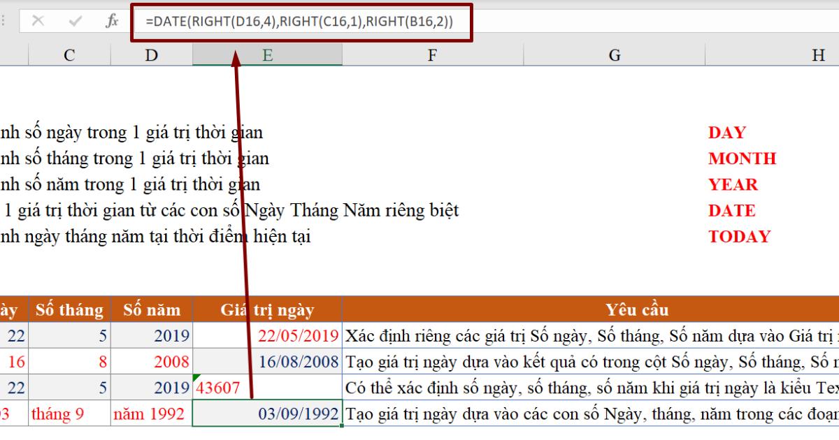 Hàm với dữ liệu Date - Time: Hàm với định dạng ngày tháng trong Excel
