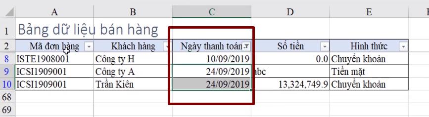 lọc theo ngày tháng trong excel