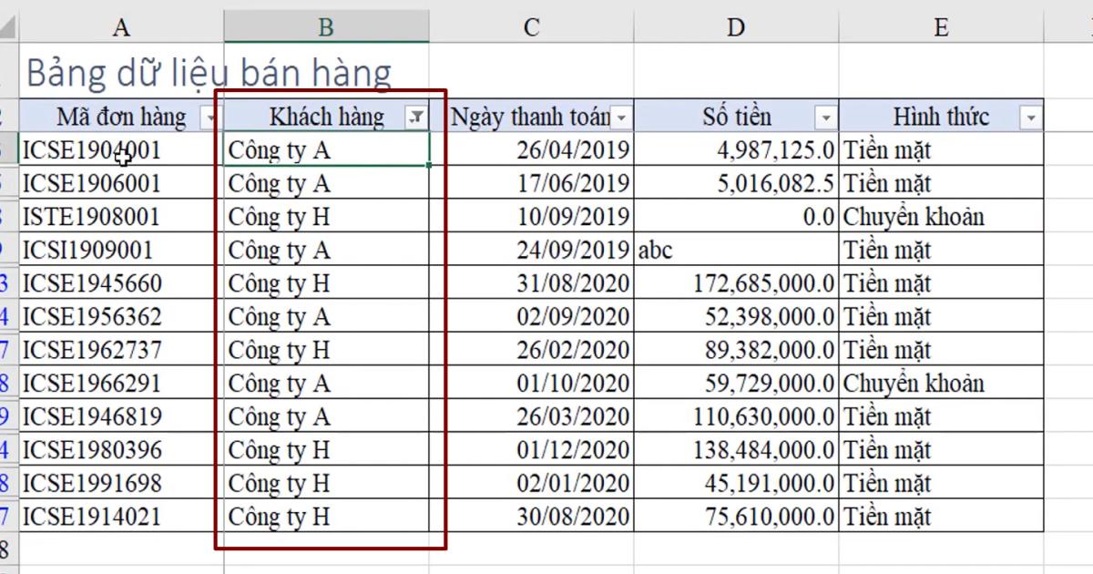 Cách lọc dữ liệu trong Excel - Phần 4: Kỹ thuật lọc dữ liệu dạng Text