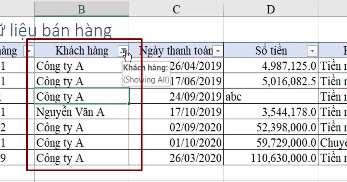 Cách lọc dữ liệu trong Excel - Phần 4: Kỹ thuật lọc dữ liệu dạng Text