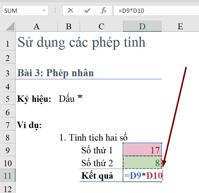 Hàm với dữ liệu dạng Number : Cách cộng trừ nhân chia trong Excel