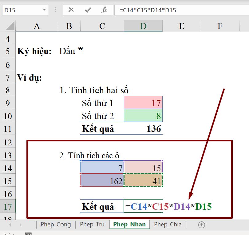 Hàm với dữ liệu dạng Number : Cách cộng trừ nhân chia trong Excel