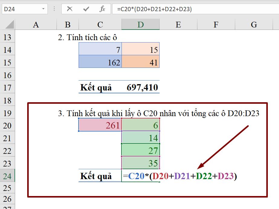 Hàm với dữ liệu dạng Number : Cách cộng trừ nhân chia trong Excel