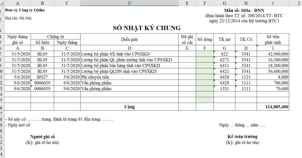 CÁCH LẬP BẢNG CÂN ĐỐI TÀI KHOẢN VÀ CÔNG THỨC ĐÁNH SỐ DÒNG TRONG SỔ NHẬT KÝ CHUNG TRÊN EXCEL