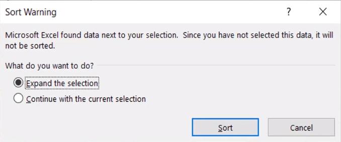cách sort trong Excel theo cột hoặc toàn bộ bảng
