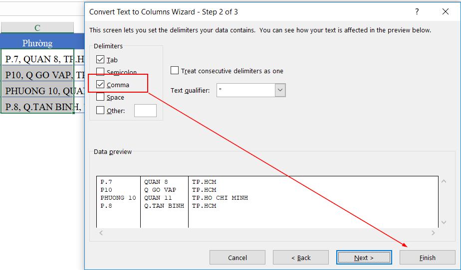 HƯỚNG DẪN CÁCH TÁCH ĐỊA CHỈ TRONG EXCEL