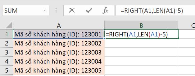 Loại bỏ ký tự đầu trong Excel 1