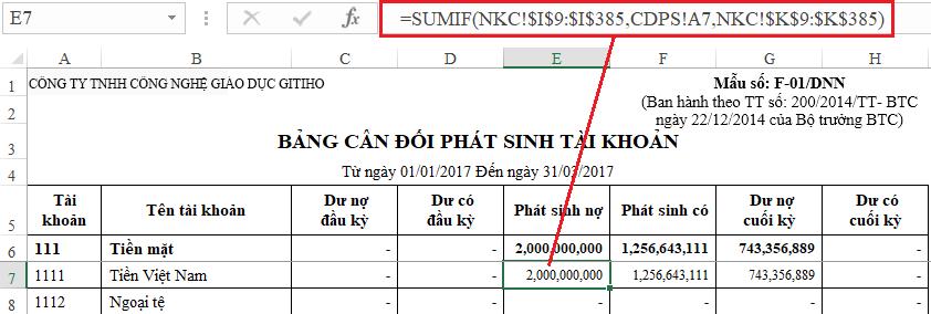 Hàm SUMIF, SUMIFS khi xử lý dữ liệu nghiệp vụ kế toán 1