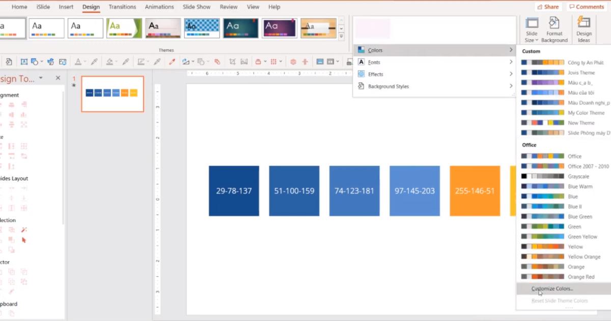 Cách sử dụng màu sắc khi thiết kế slide trên Powerpoint - Phần 2: Bảng màu