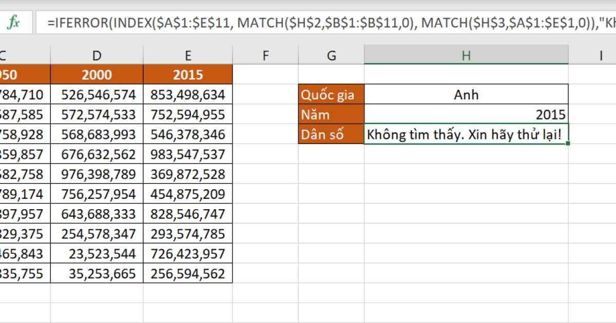 hàm index và match nhiều điều kiện