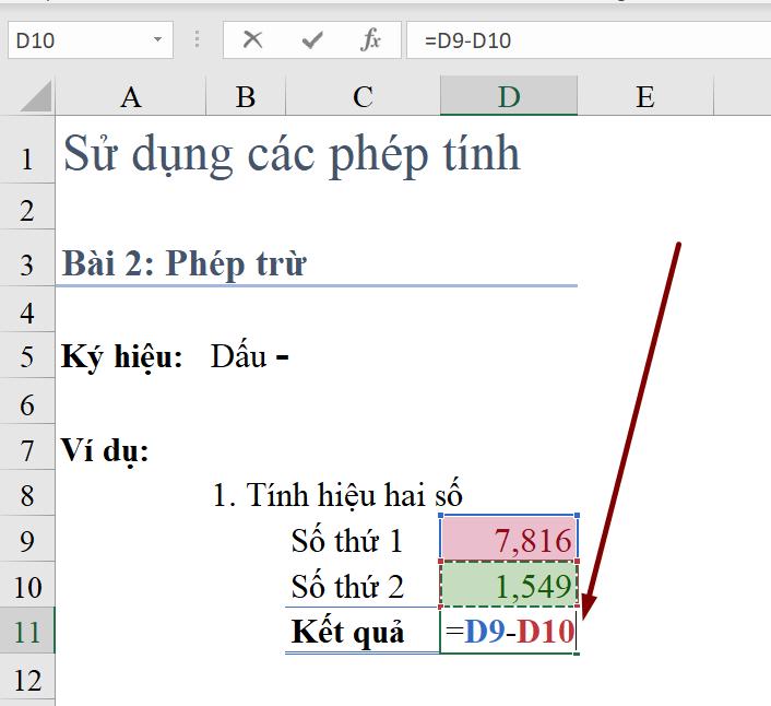 Hàm với dữ liệu dạng Number : Cách cộng trừ nhân chia trong Excel