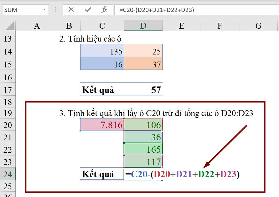 Hàm với dữ liệu dạng Number : Cách cộng trừ nhân chia trong Excel