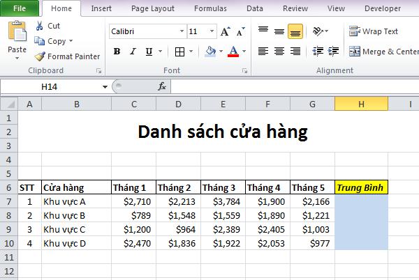 CÁCH SỬ DỤNG HÀM TRUNG BÌNH VÀ HÀM TRUNG BÌNH CÓ ĐIỀU KIỆN TRONG EXCEL