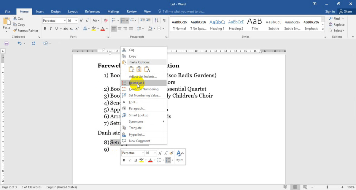 Đánh dấu (bullet) và đánh số (numbering) tự động trong Word