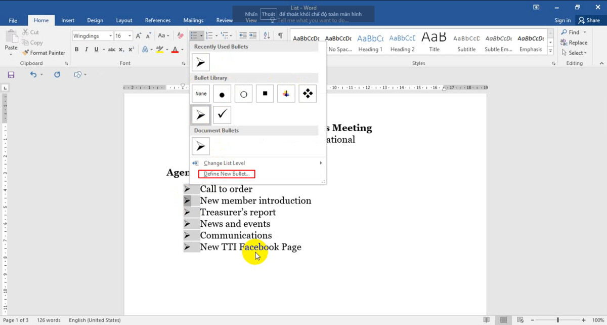 Đánh dấu (bullet) và đánh số (numbering) tự động trong Word