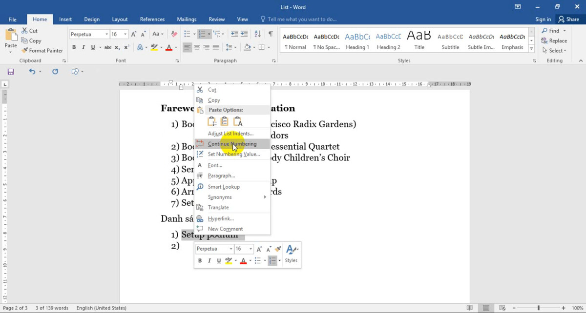 Đánh dấu (bullet) và đánh số (numbering) tự động trong Word
