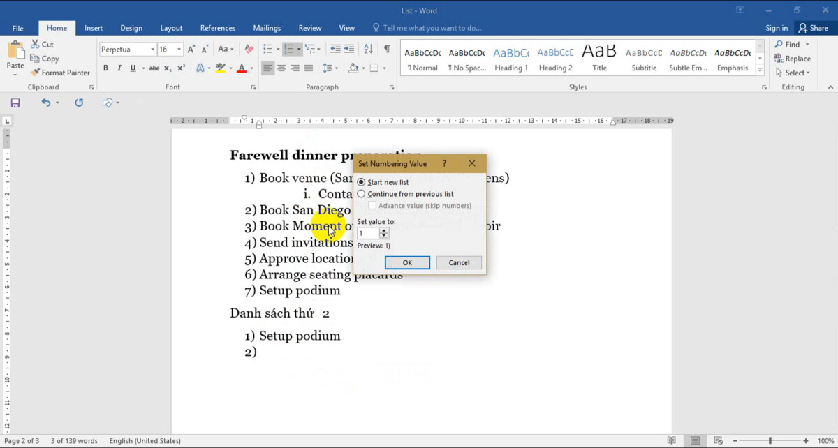 Đánh dấu (bullet) và đánh số (numbering) tự động trong Word