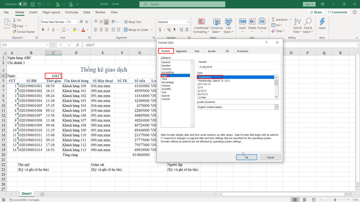 Luyện tập về định dạng bảng dữ liệu Excel và sử dụng công cụ Cell styles