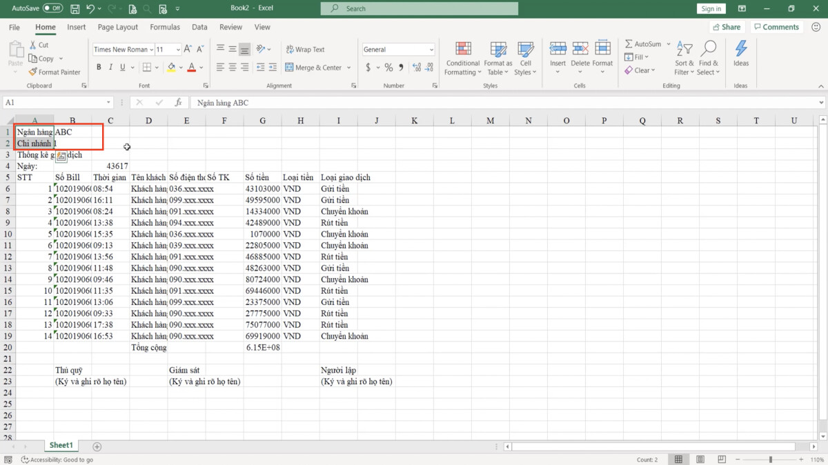 Luyện tập về định dạng bảng dữ liệu Excel và sử dụng công cụ Cell styles