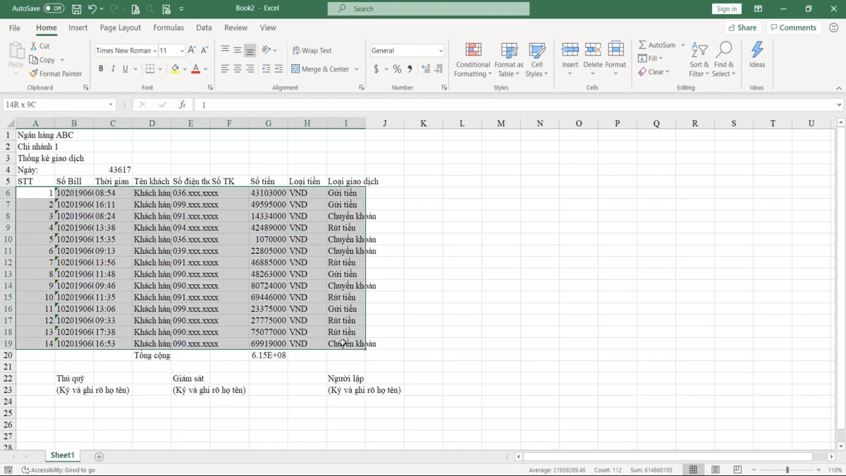 Luyện tập về định dạng bảng dữ liệu Excel và sử dụng công cụ Cell styles