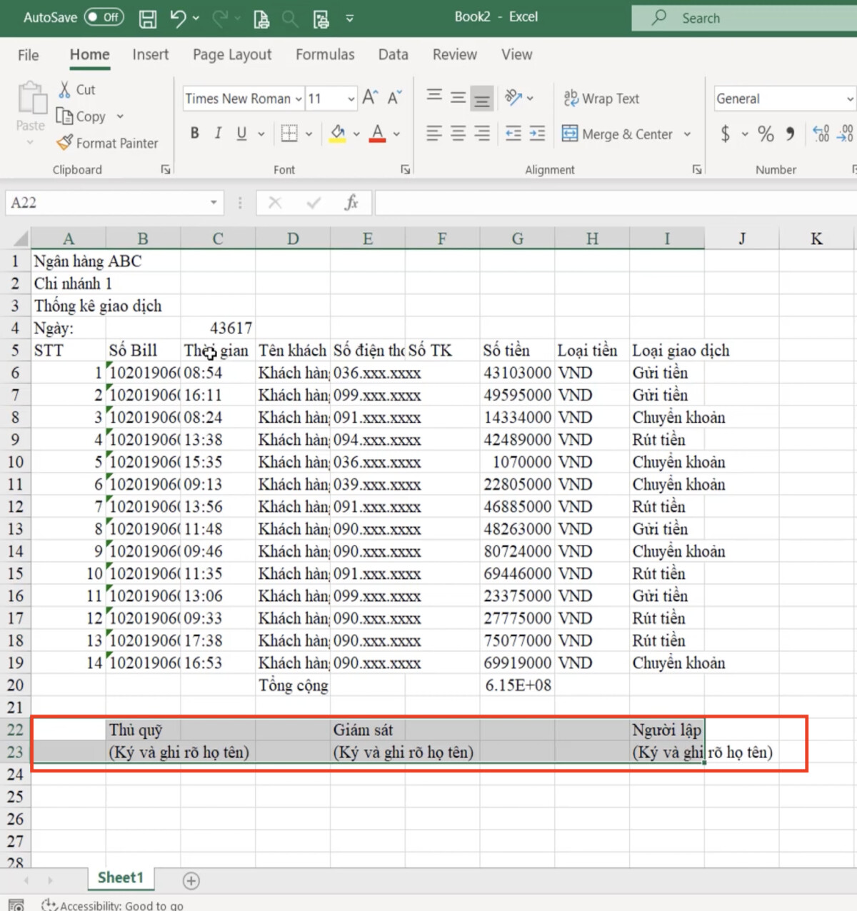 Luyện tập về định dạng bảng dữ liệu Excel và sử dụng công cụ Cell styles