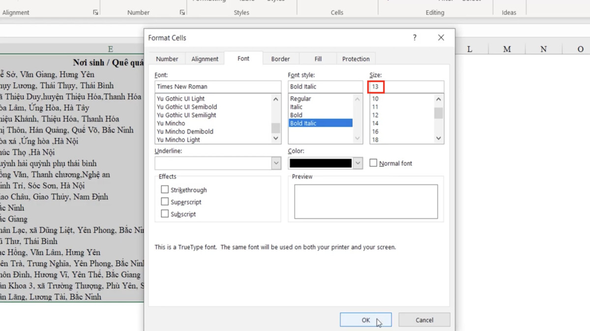 Kỹ thuật định dạng font chữ cơ bản và nâng cao trong Excel