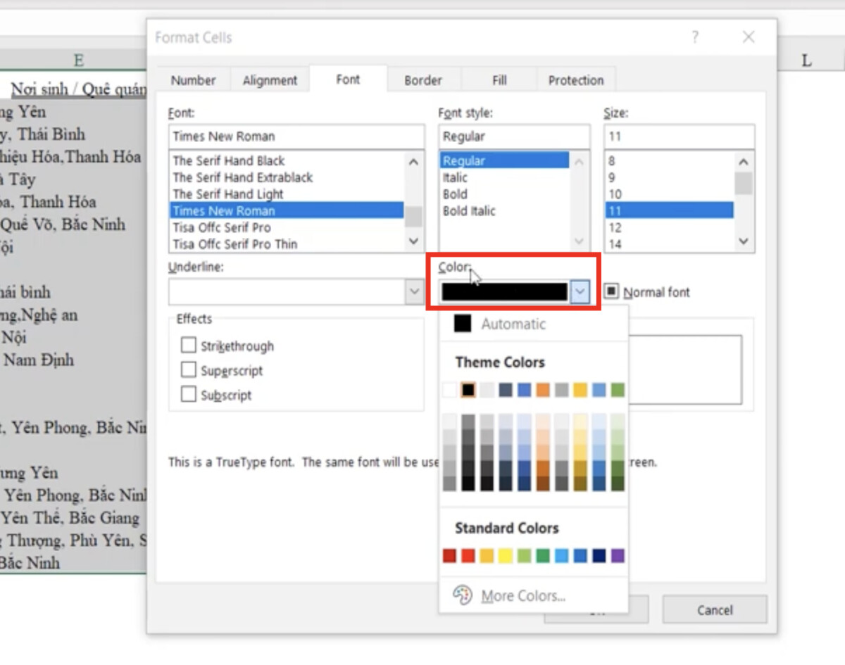 Kỹ thuật định dạng font chữ cơ bản và nâng cao trong Excel