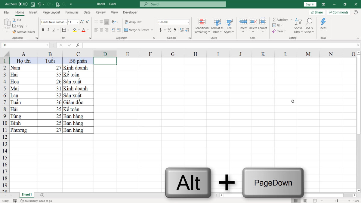 Kỹ thuật và các phím tắt di chuyển nhanh trong vùng dữ liệu Excel 13