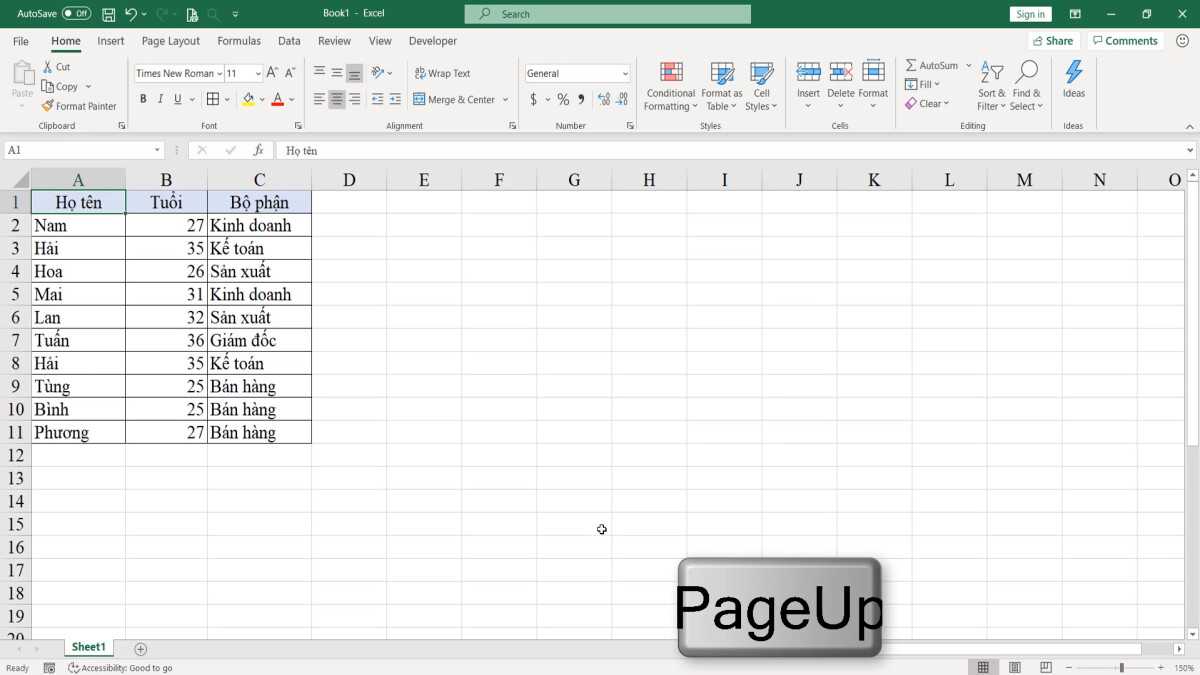 Kỹ thuật và các phím tắt di chuyển nhanh trong vùng dữ liệu Excel 9