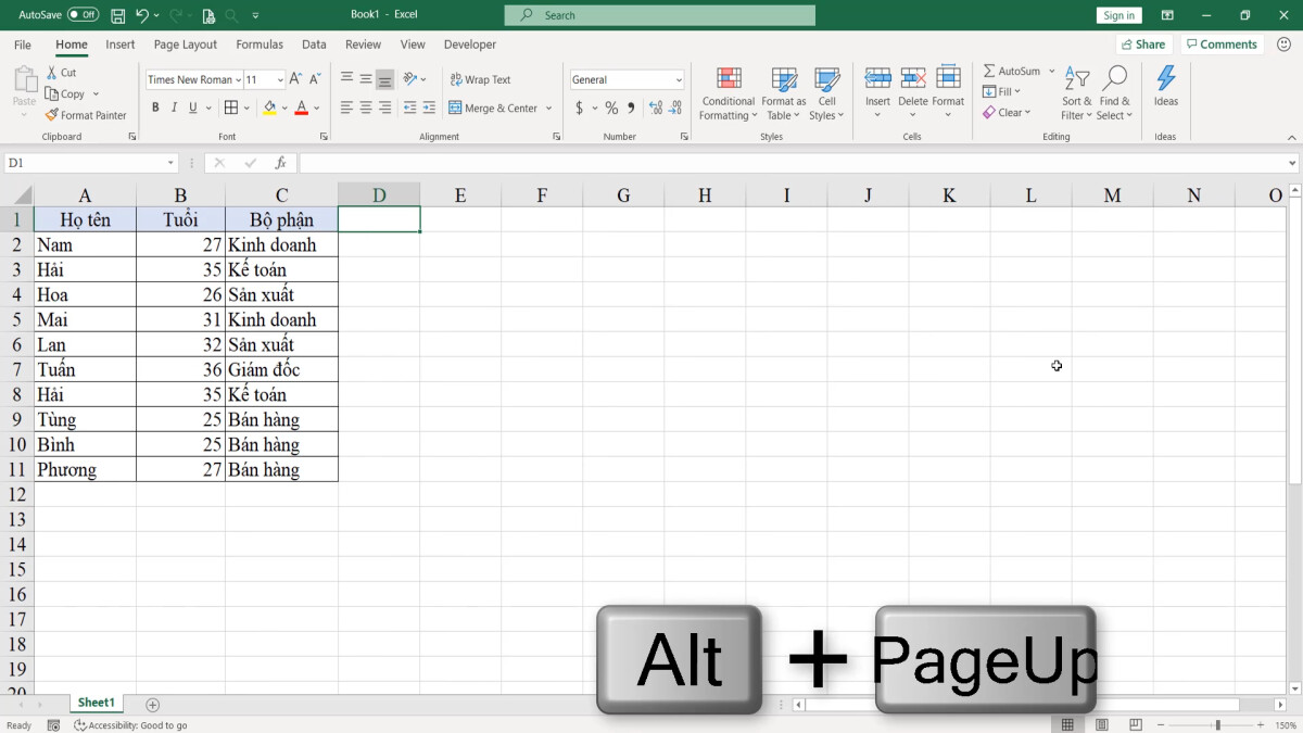 Kỹ thuật và các phím tắt di chuyển nhanh trong vùng dữ liệu Excel 11