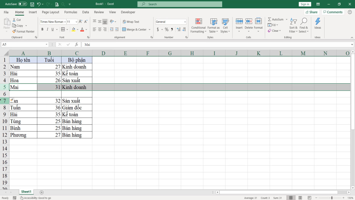 Kỹ thuật và các phím tắt di chuyển nhanh trong vùng dữ liệu Excel 15