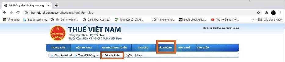 Cách đổi mật khẩu tài khoản NHANTOKHAI khi kê khai thuế qua mạng năm 2021.