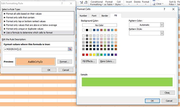 Cách tô màu so le (cách dòng) trong bảng tính Excel