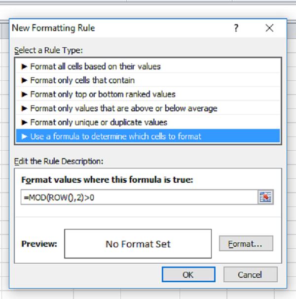 Cách tô màu so le (cách dòng) trong bảng tính Excel
