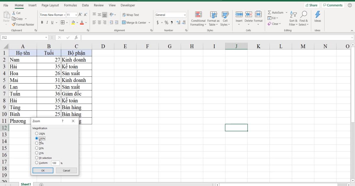 Các thông tin bổ trợ trên màn hình giúp Excel làm việc hiệu quả hơn