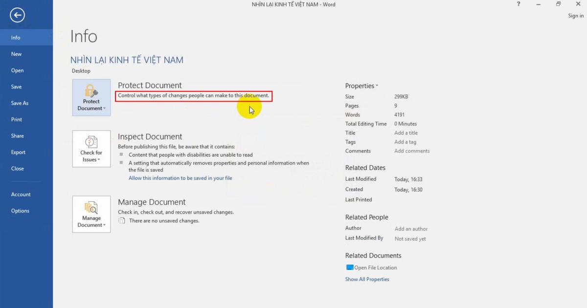 Bỏ mật khẩu cho tài liệu Word thành công