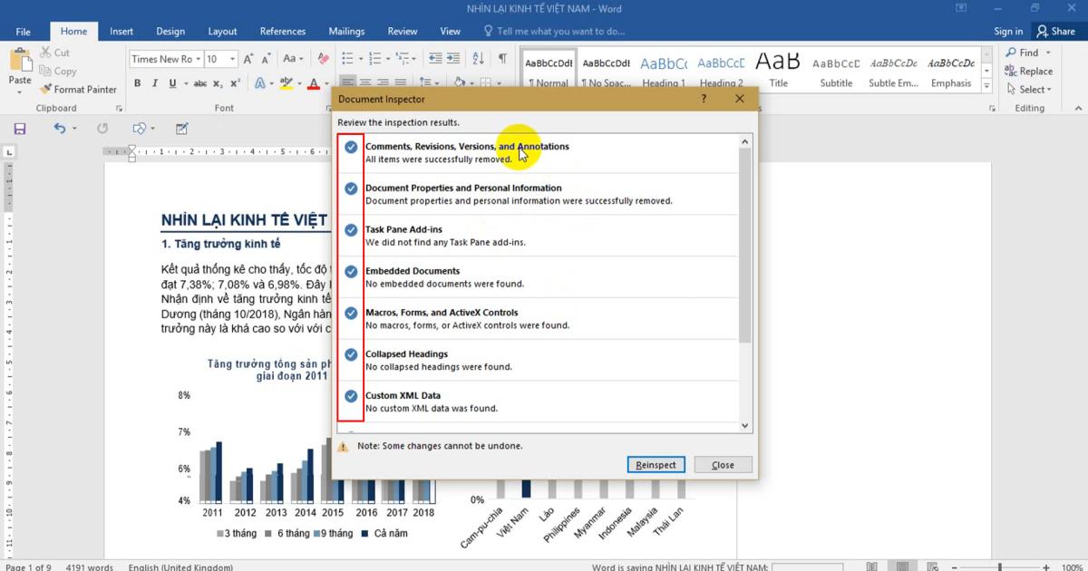 Word đã rà soát tài liệu thành công