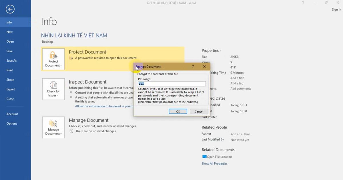 Xóa mật khẩu đã cài cho tài liệu Word đi