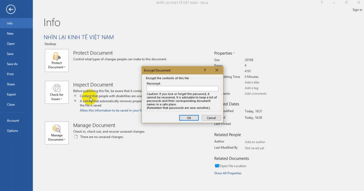 Nhập mật khẩu cho tài liệu