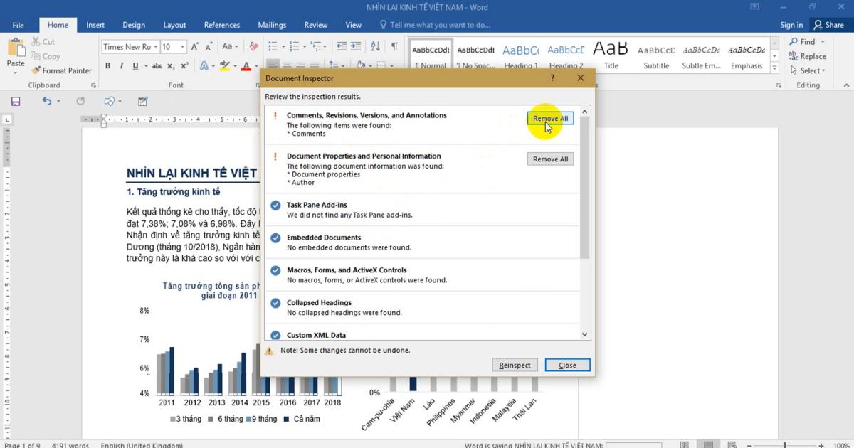 Xóa bỏ các đoạn văn bản không phù hợp với tài liệu