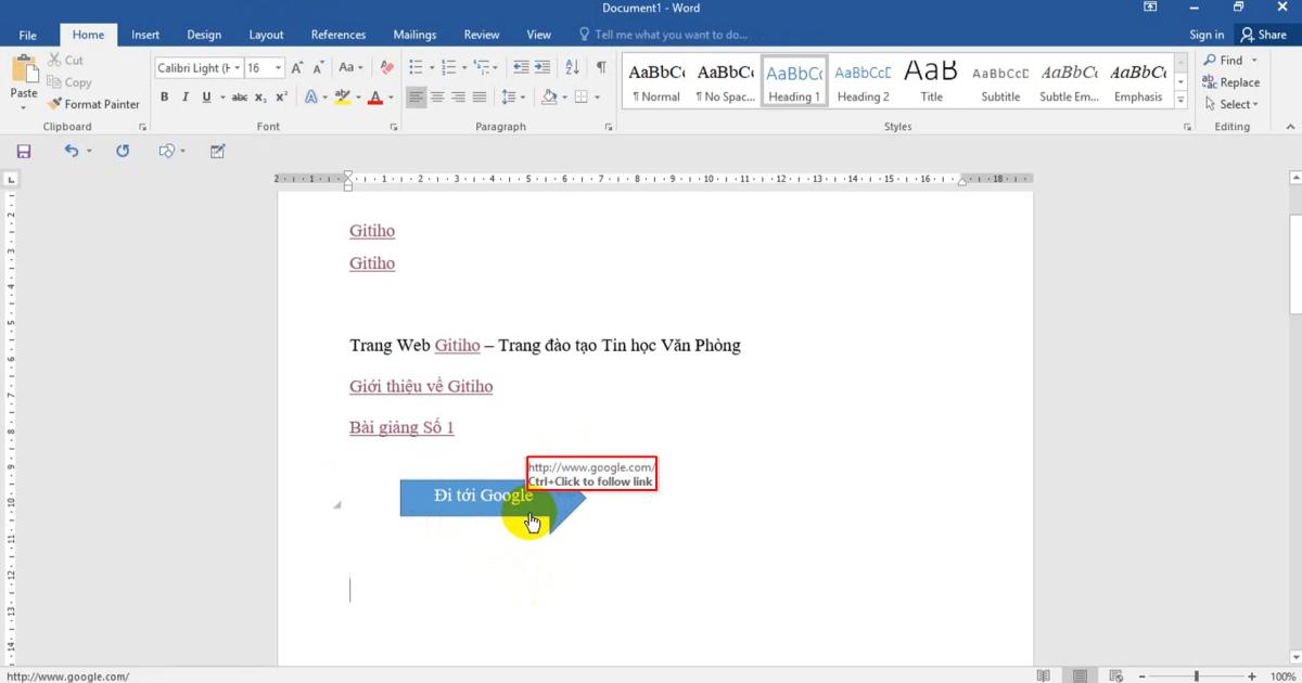 Tạo Hyperlink cho các hình khối