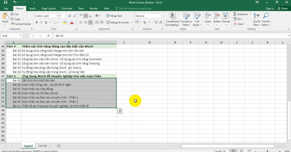 Cách liên kết dữ liệu giữa Excel và Word