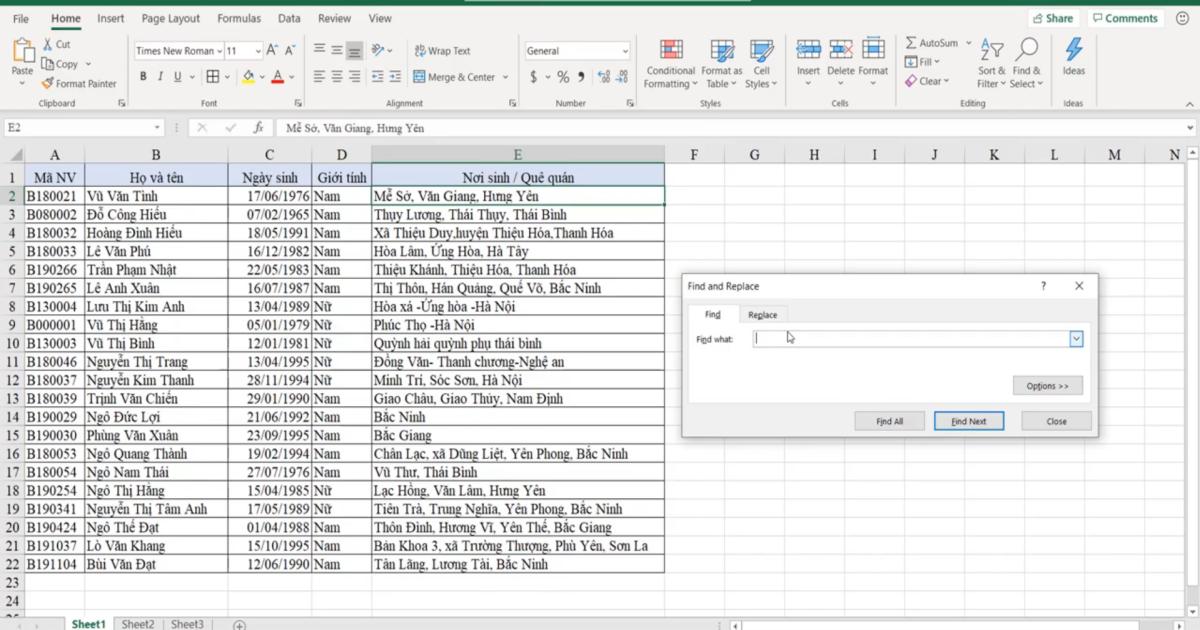Cách tìm kiếm dữ liệu Excel bằng công cụ Find & Select và VBA