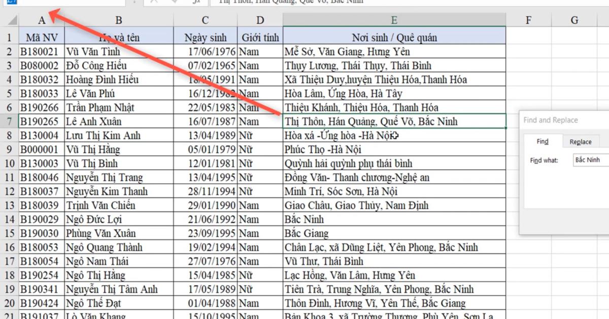 Cách tìm kiếm dữ liệu Excel bằng công cụ Find & Select và VBA