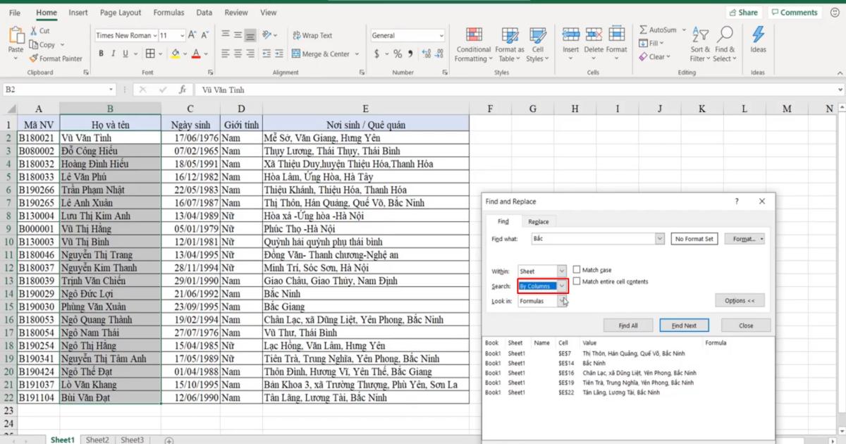 Cách tìm kiếm dữ liệu Excel bằng công cụ Find & Select và VBA
