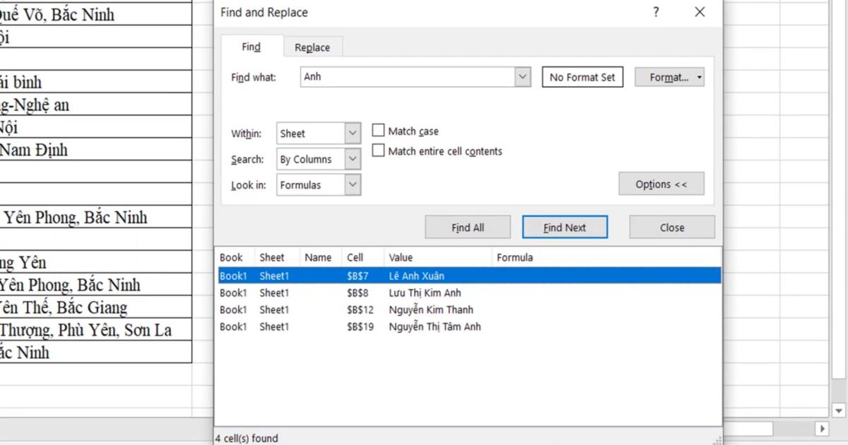 Cách tìm kiếm dữ liệu Excel bằng công cụ Find & Select và VBA