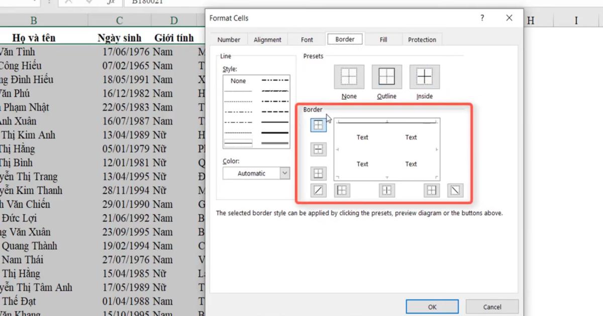 Kỹ thuật định dạng kẻ khung và xóa khung trong Excel