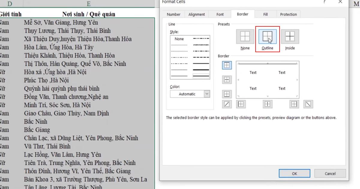 Kỹ thuật định dạng kẻ khung và xóa khung trong Excel