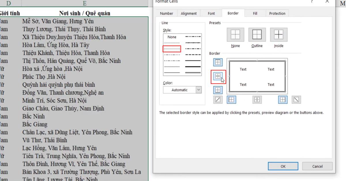 Kỹ thuật định dạng kẻ khung và xóa khung trong Excel
